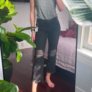 Free People | Washed black distressed straight-leg jean